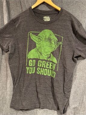 True Vintage 'Go Green You Should' Yoda Graphic Tee - Charcoal & Neon Green XL